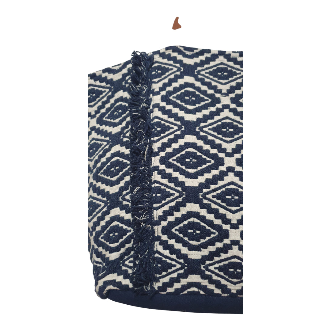 Geometric Pattern Tote Bag with Faux Leather Straps