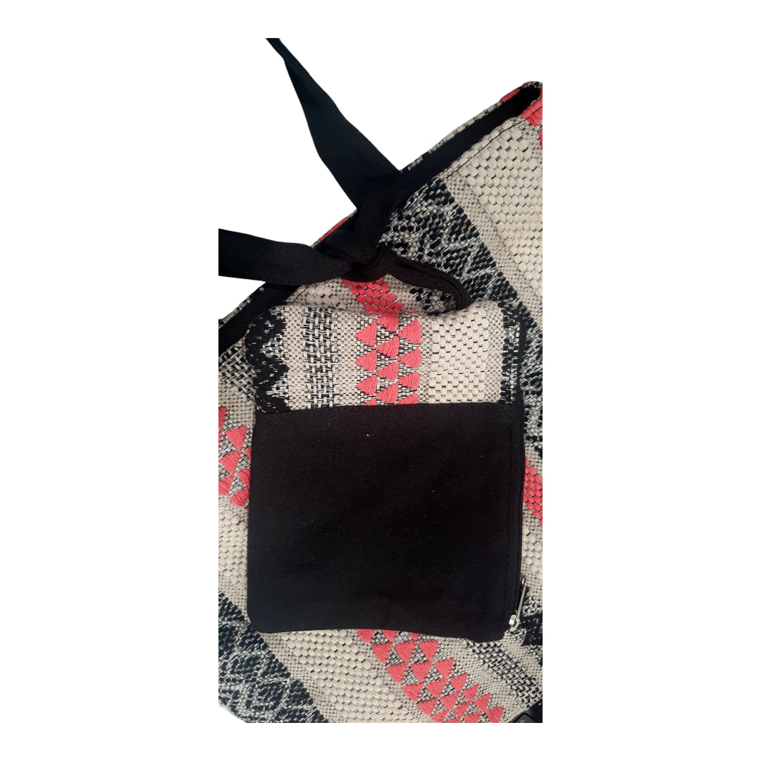 Ethnic Pattern Tote Bag with Matching Pouch – Boho Woven Shoulder Bag for Women