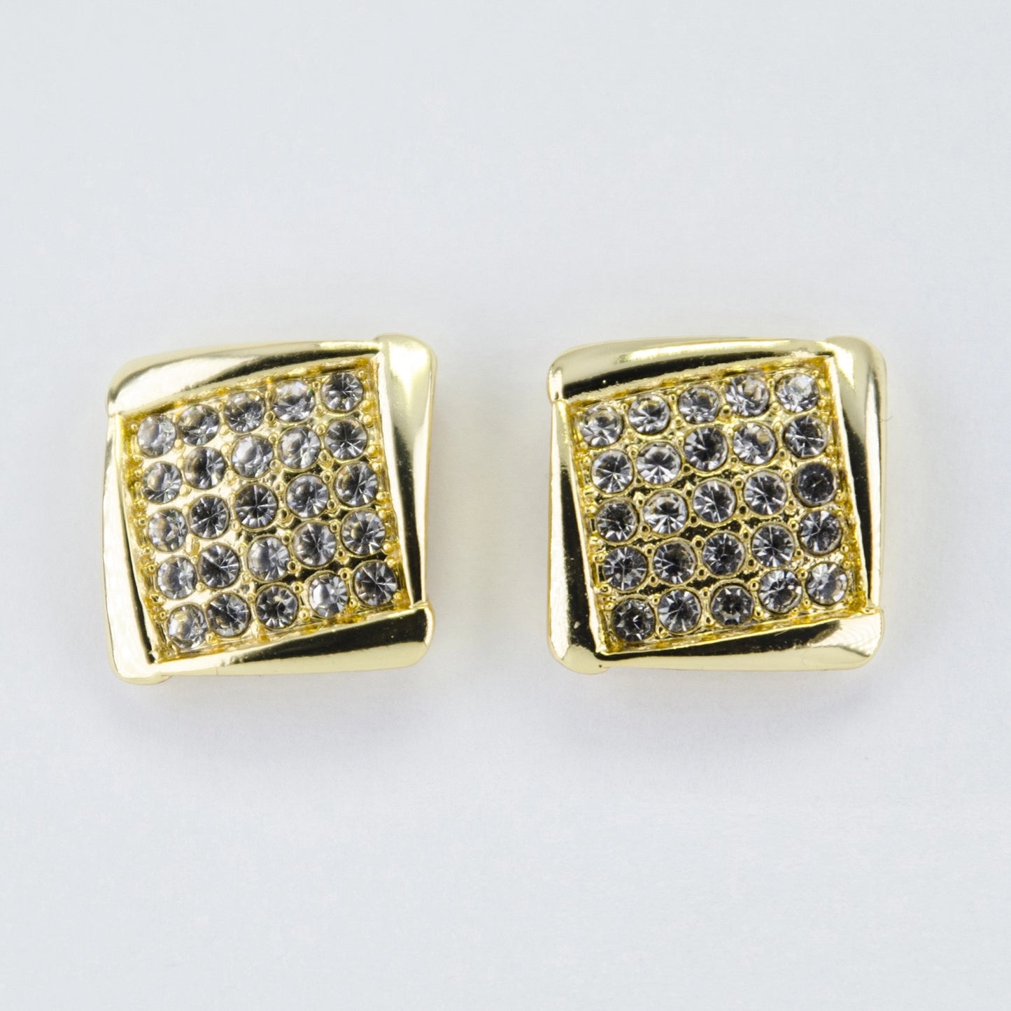 Square Shaped Stud With White Austrian Crystal Stone Earrings