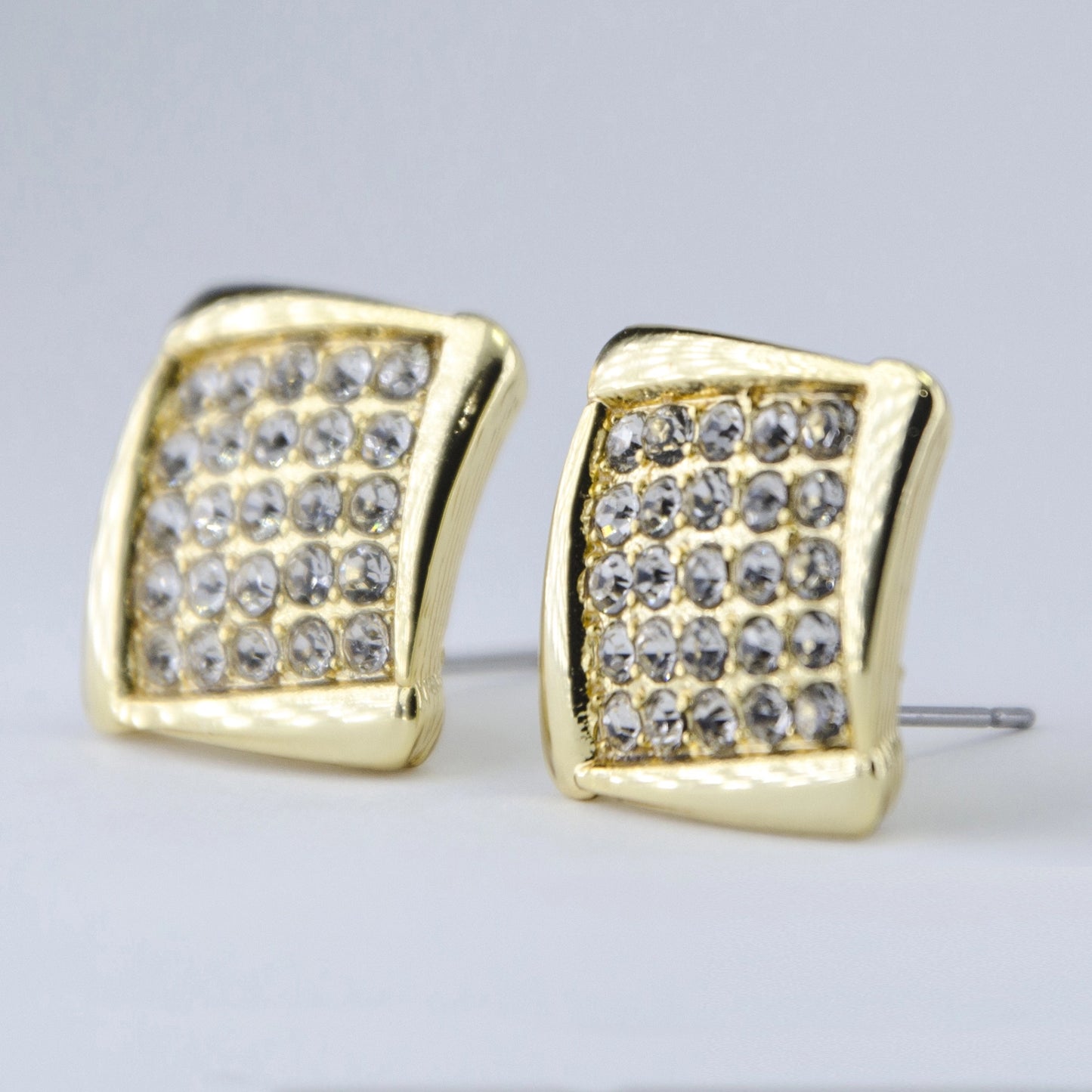 Square Shaped Stud With White Austrian Crystal Stone Earrings