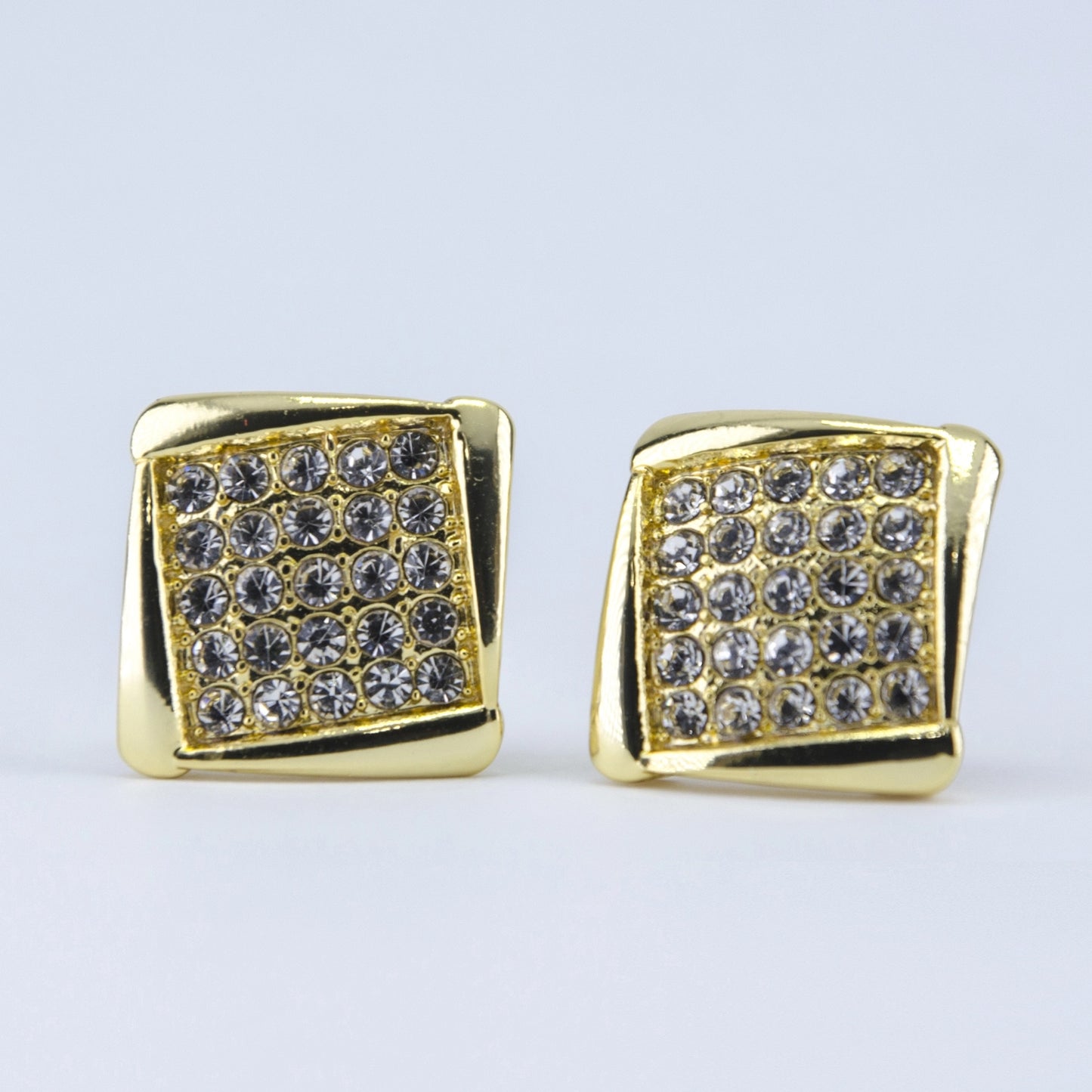 Square Shaped Stud With White Austrian Crystal Stone Earrings