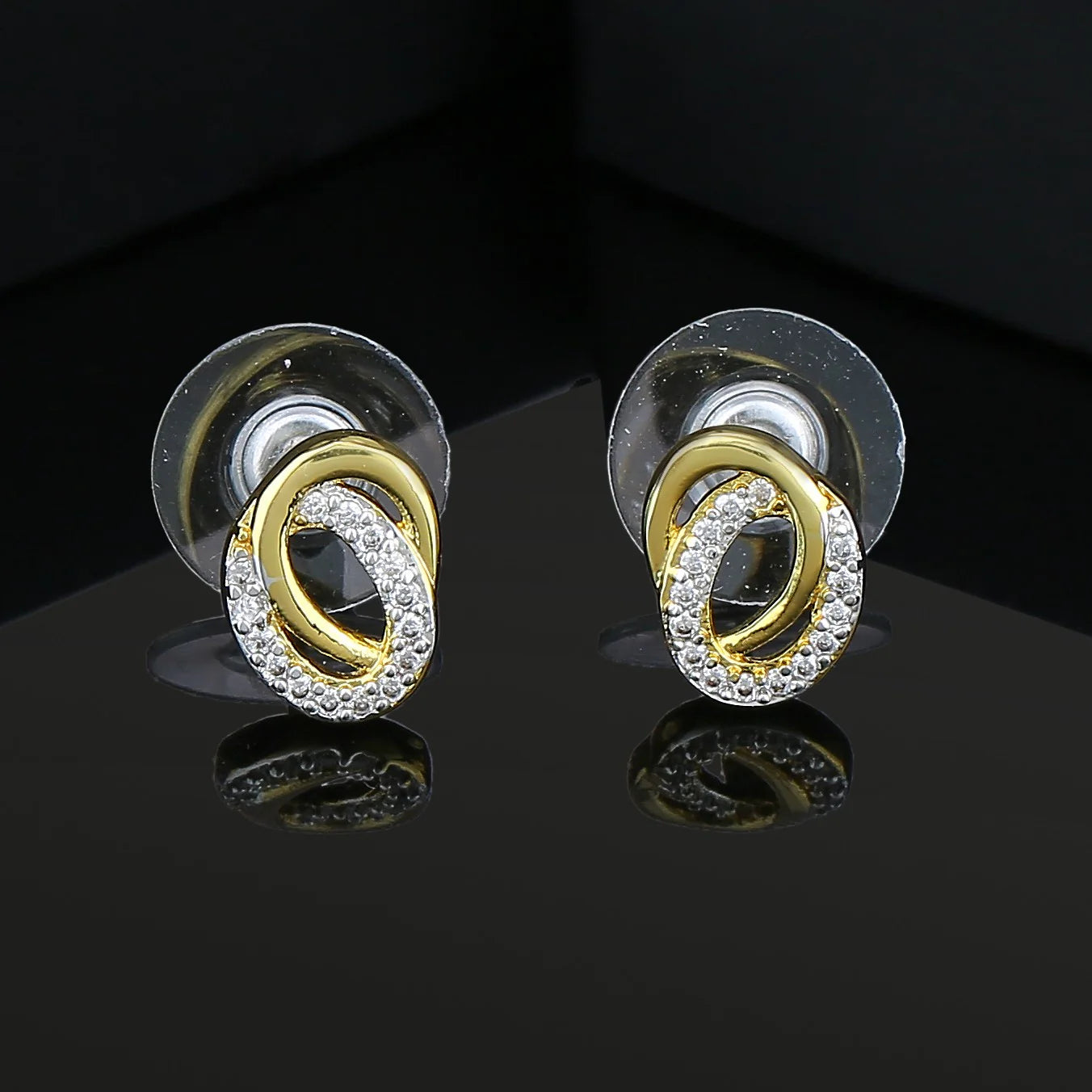 Round AD Stone Stud Earrings