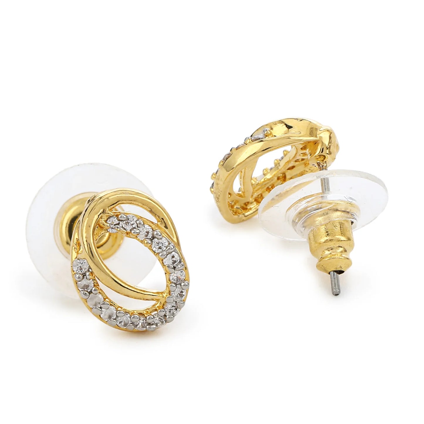 Round AD Stone Stud Earrings