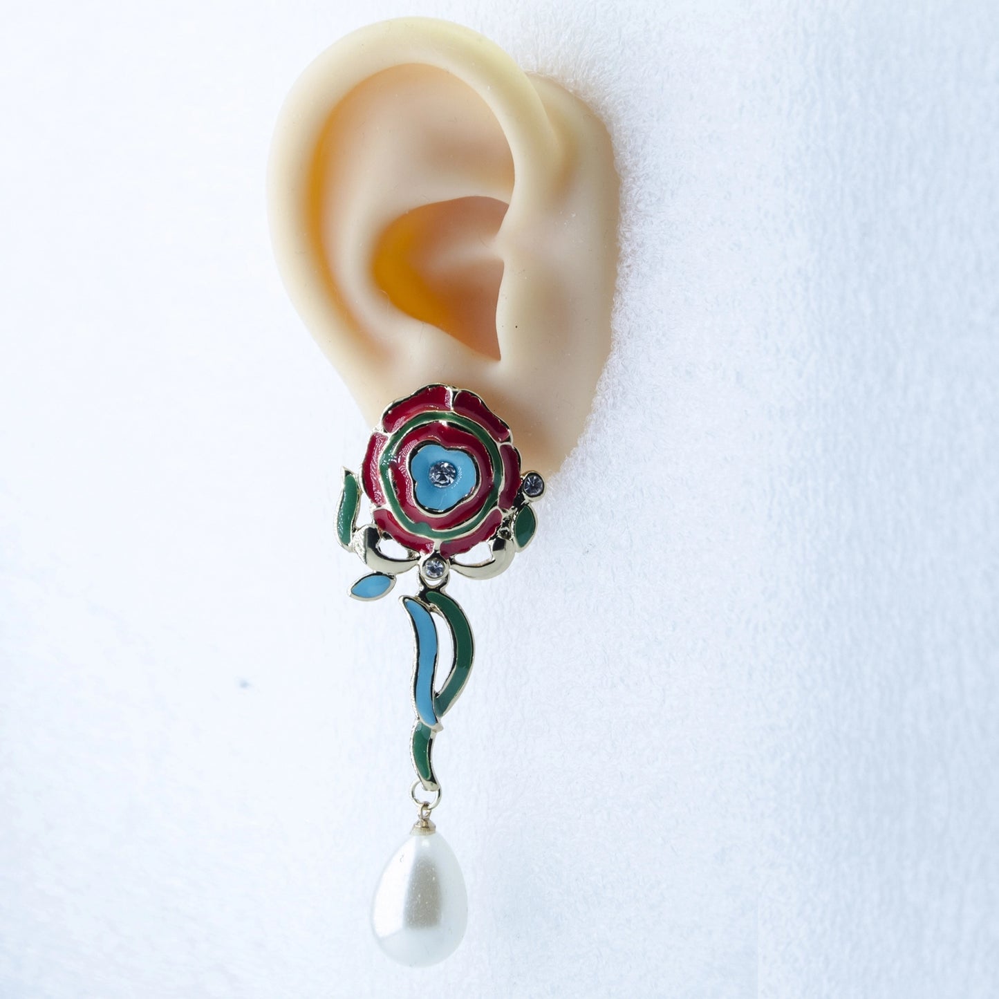 Multi coloured pearl drop earrings