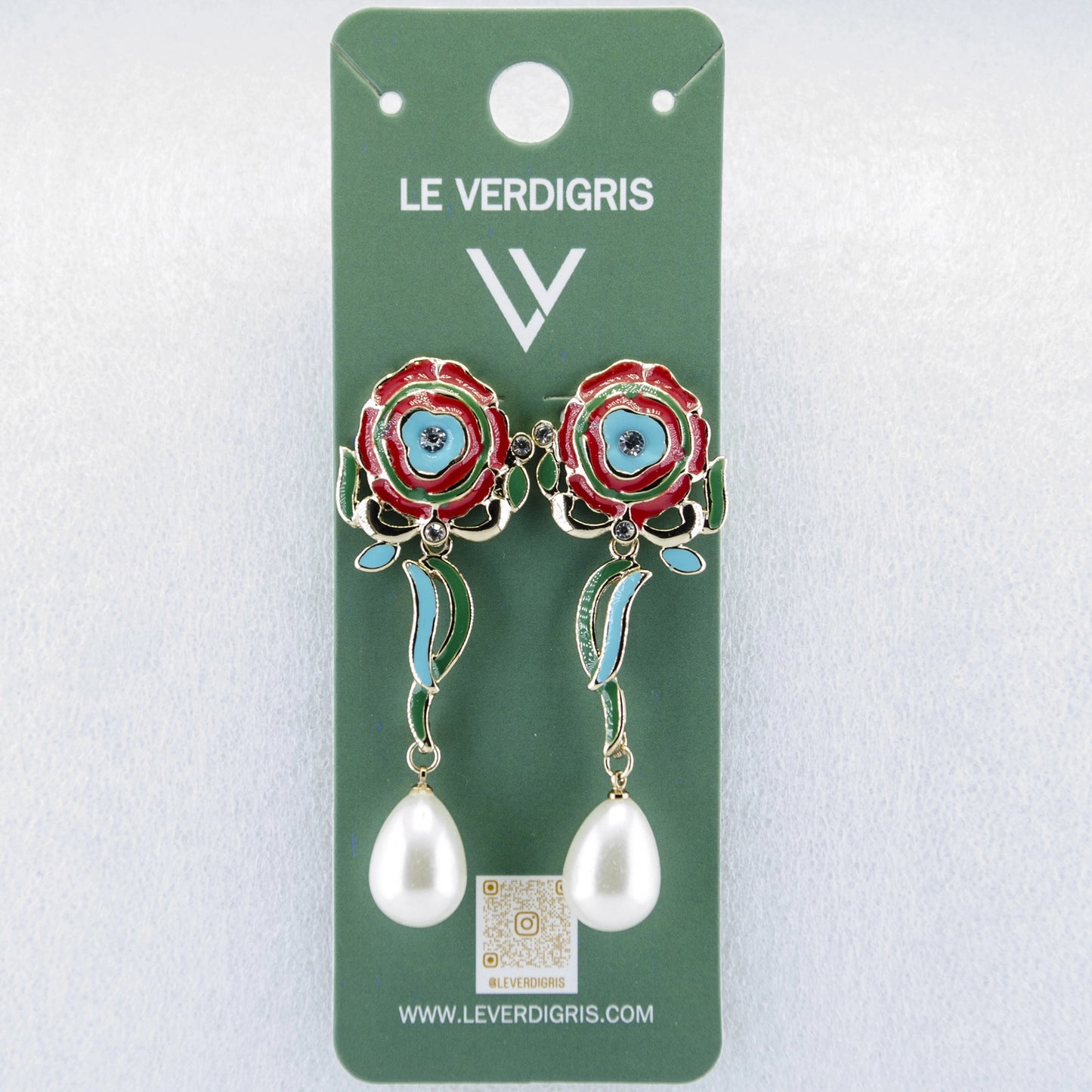 Multi coloured pearl drop earrings