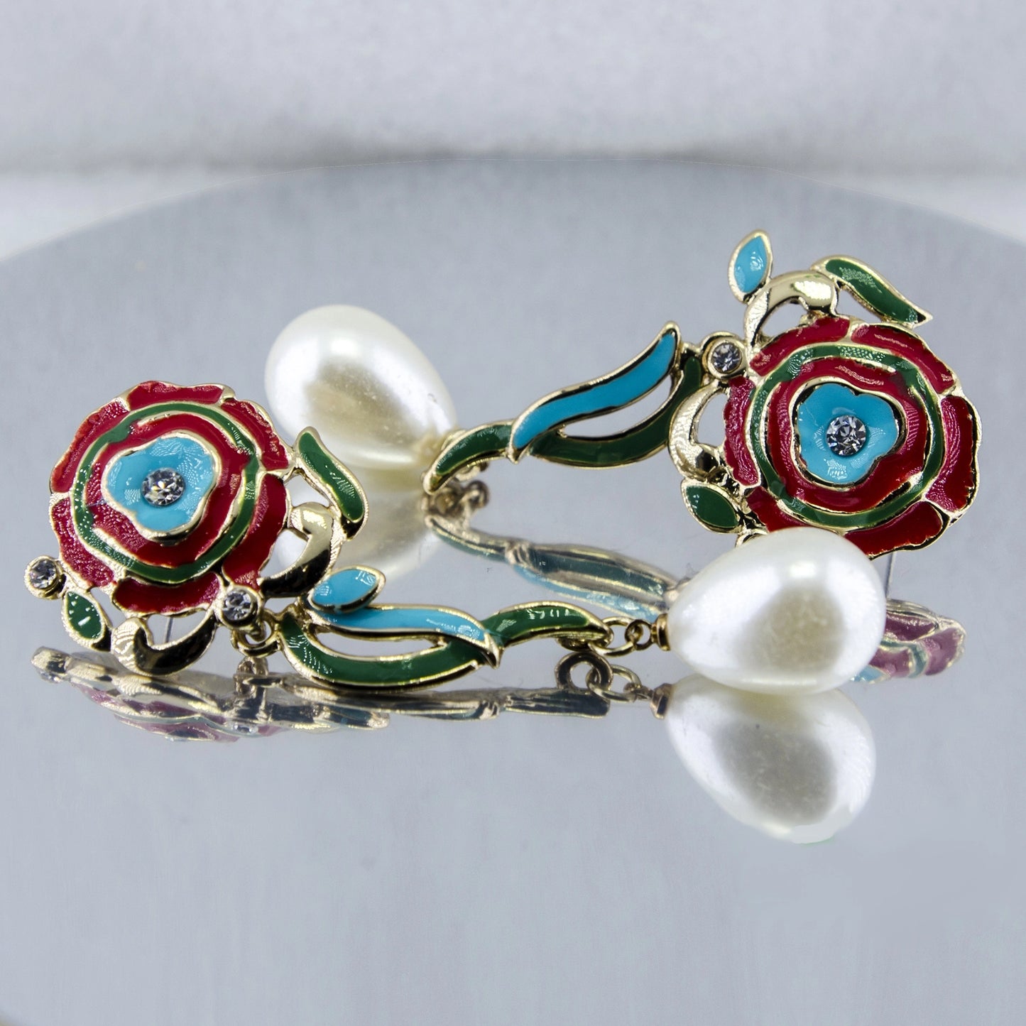 Multi coloured pearl drop earrings