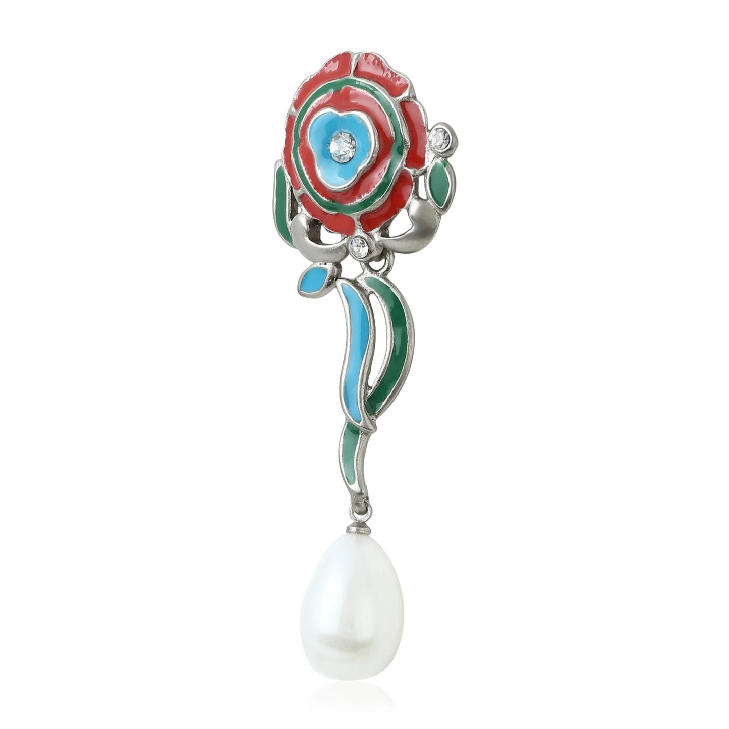 Multi coloured pearl drop earrings