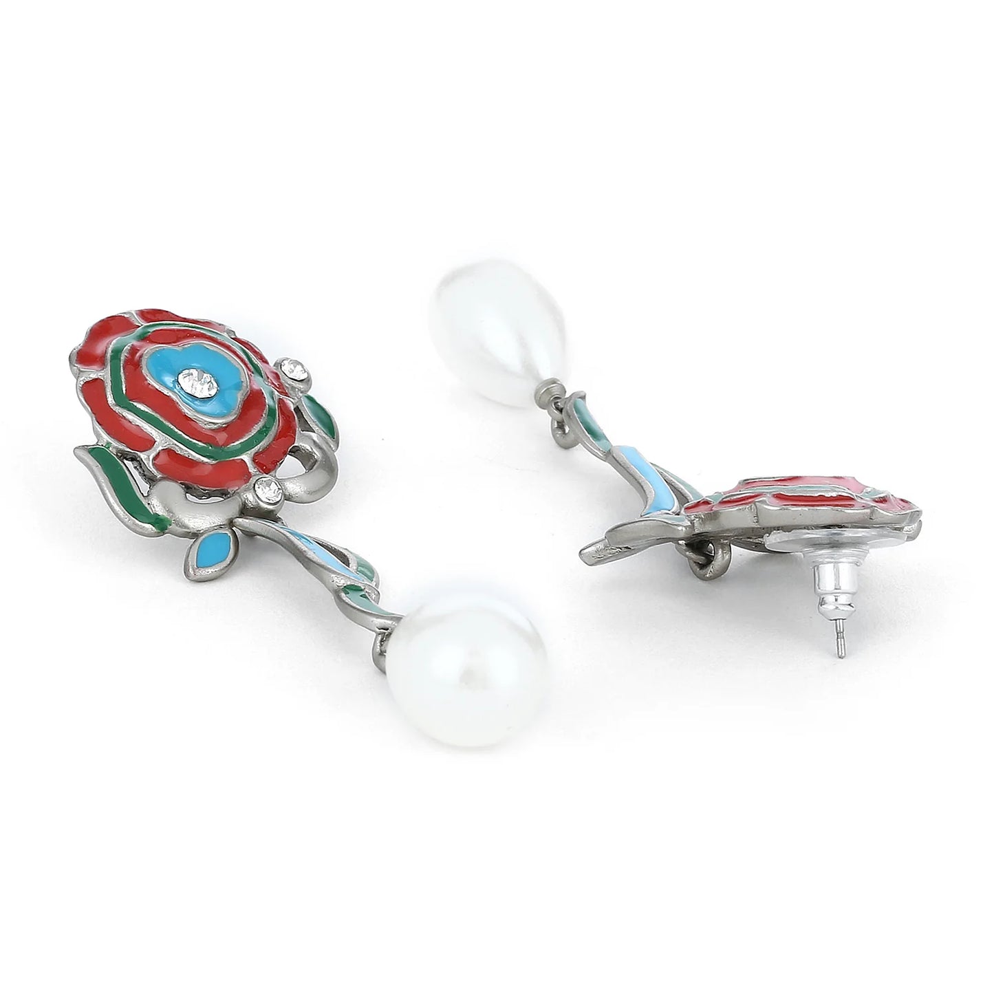 Multi coloured pearl drop earrings