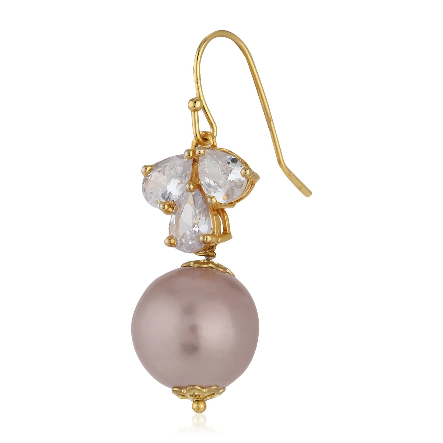 Pearl Earrings Purple Drop Earrings
