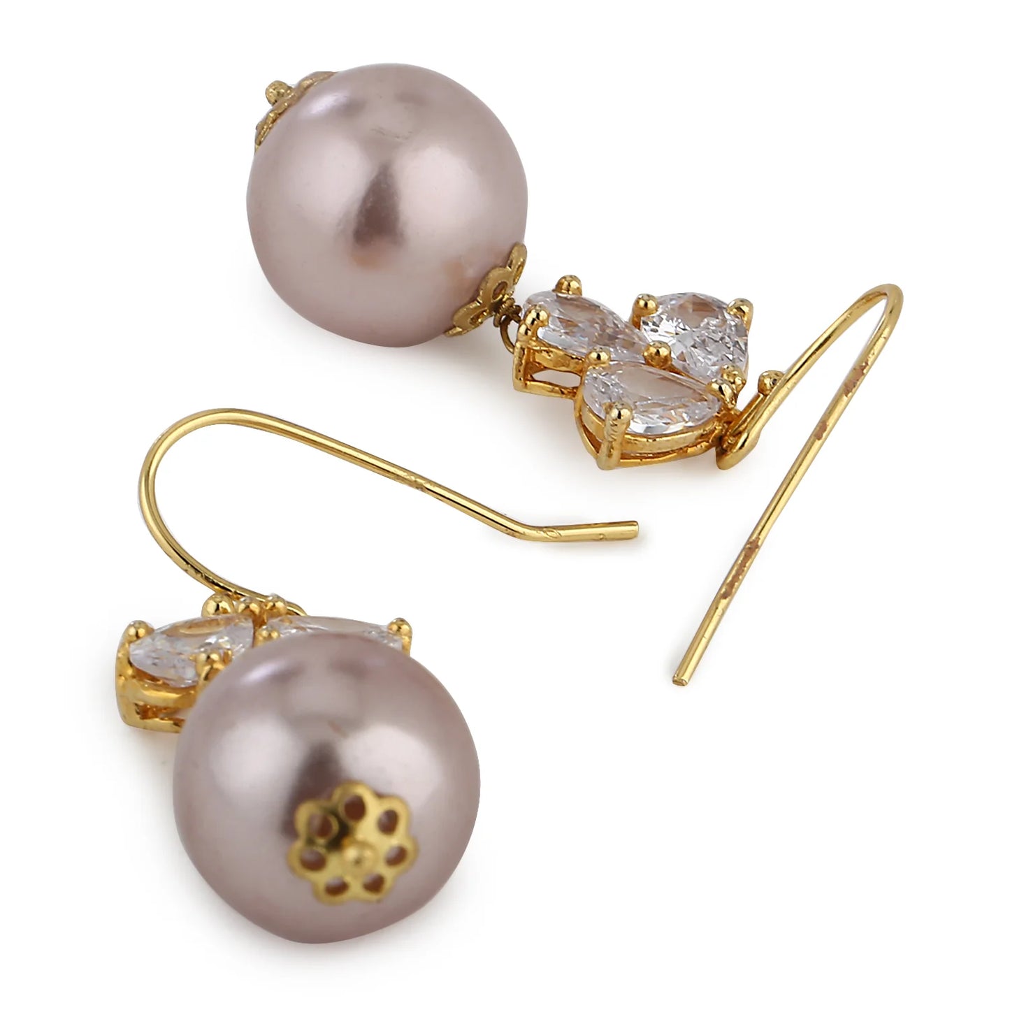 Pearl Earrings Purple Drop Earrings