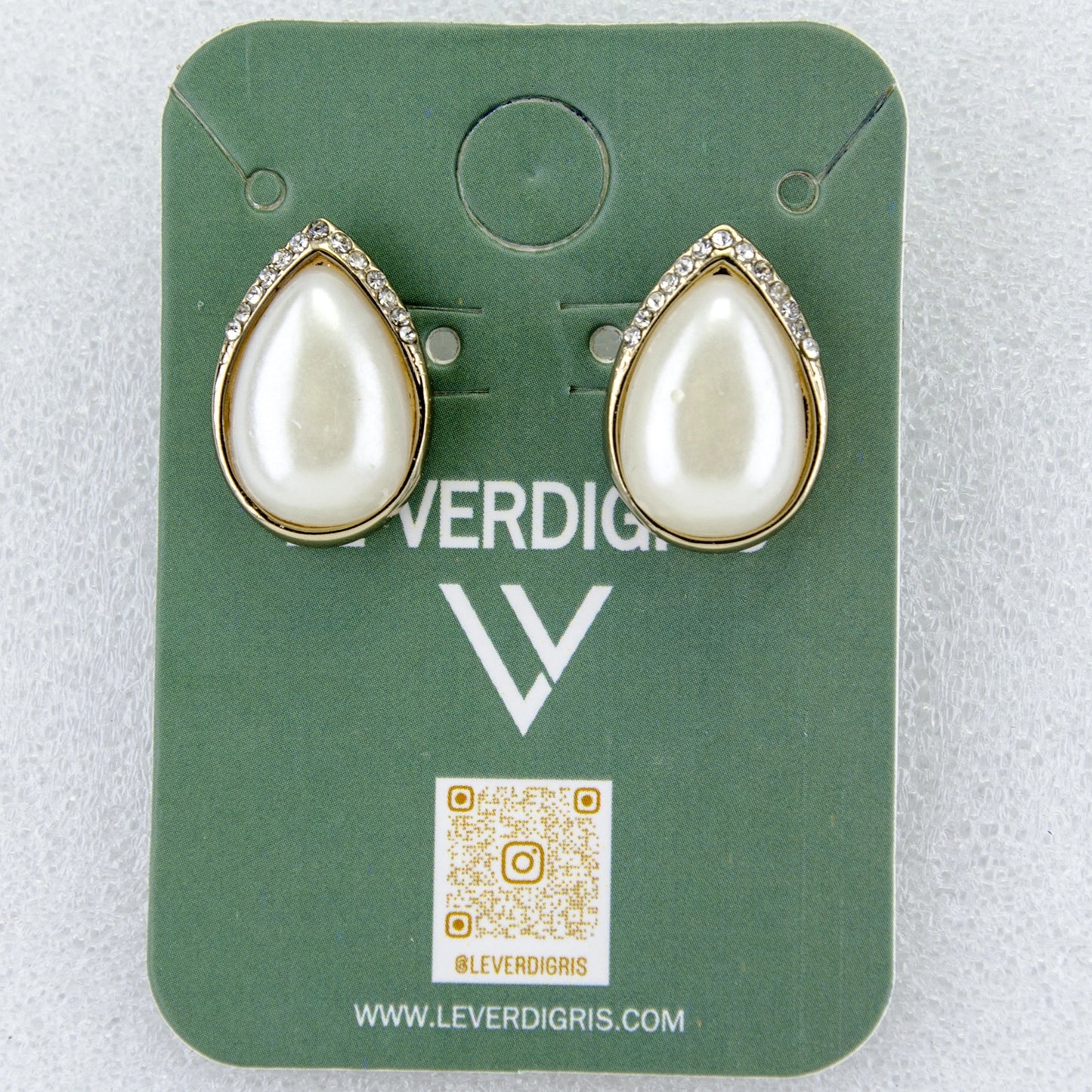 French Simple Big Pearl Stud Earrings AD studded
