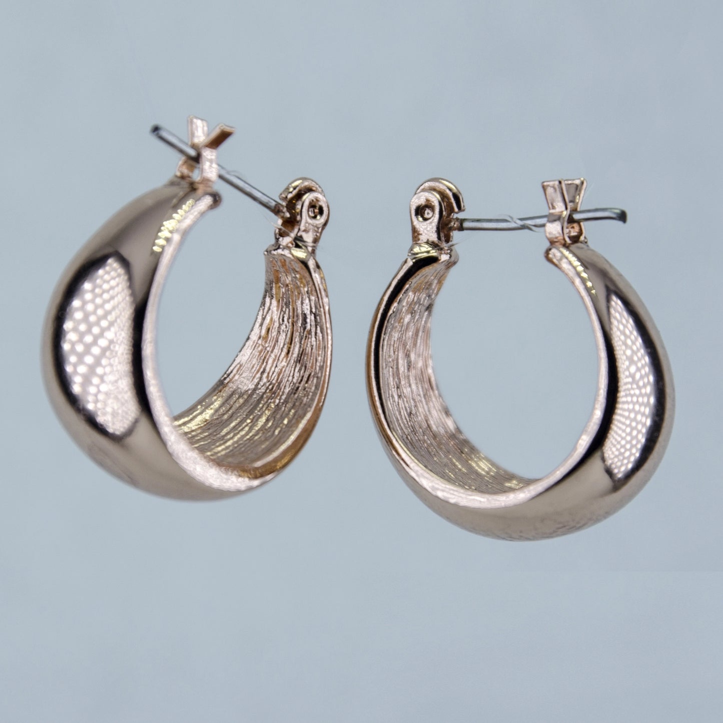 Wide rose gold hoop earrings