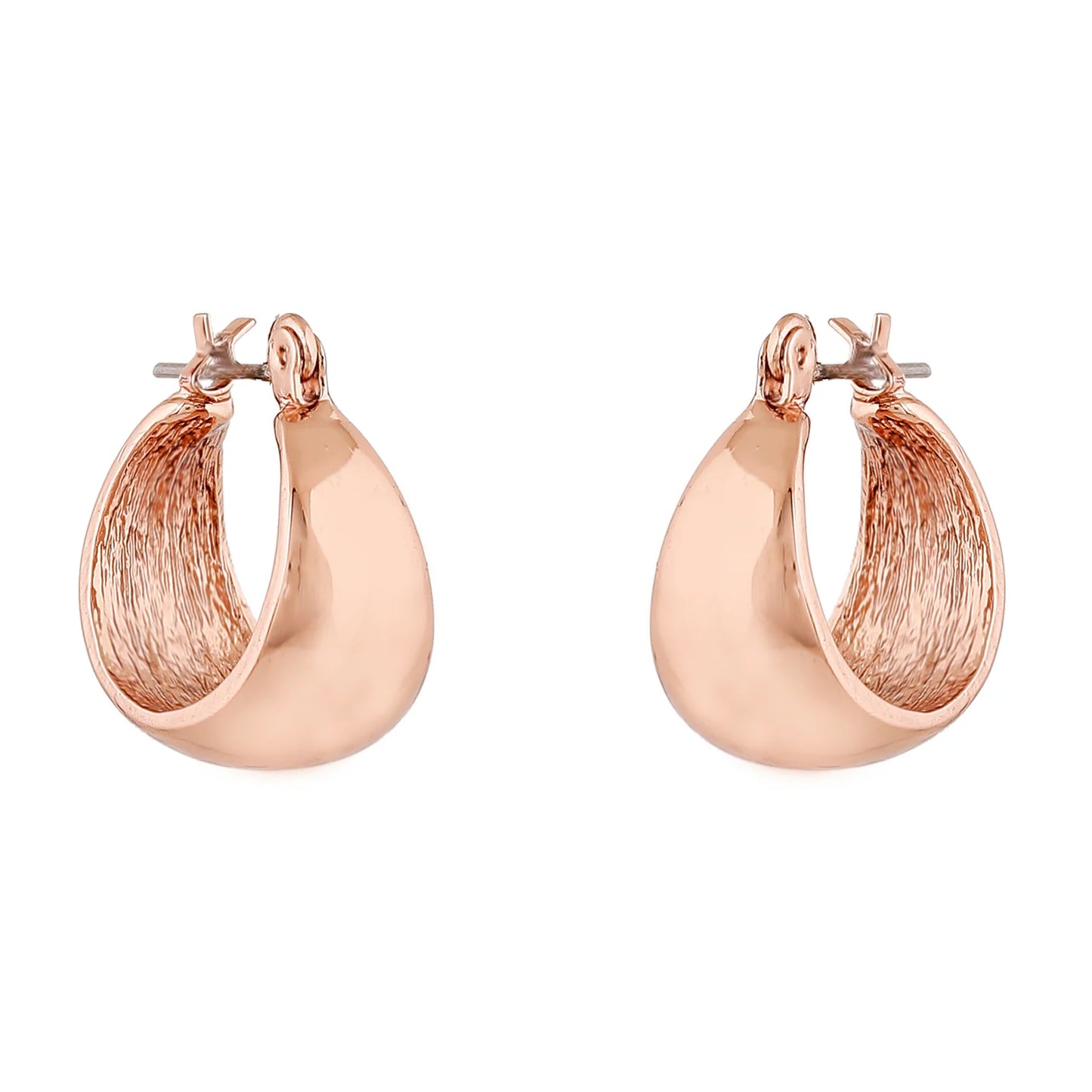 Wide rose gold hoop earrings
