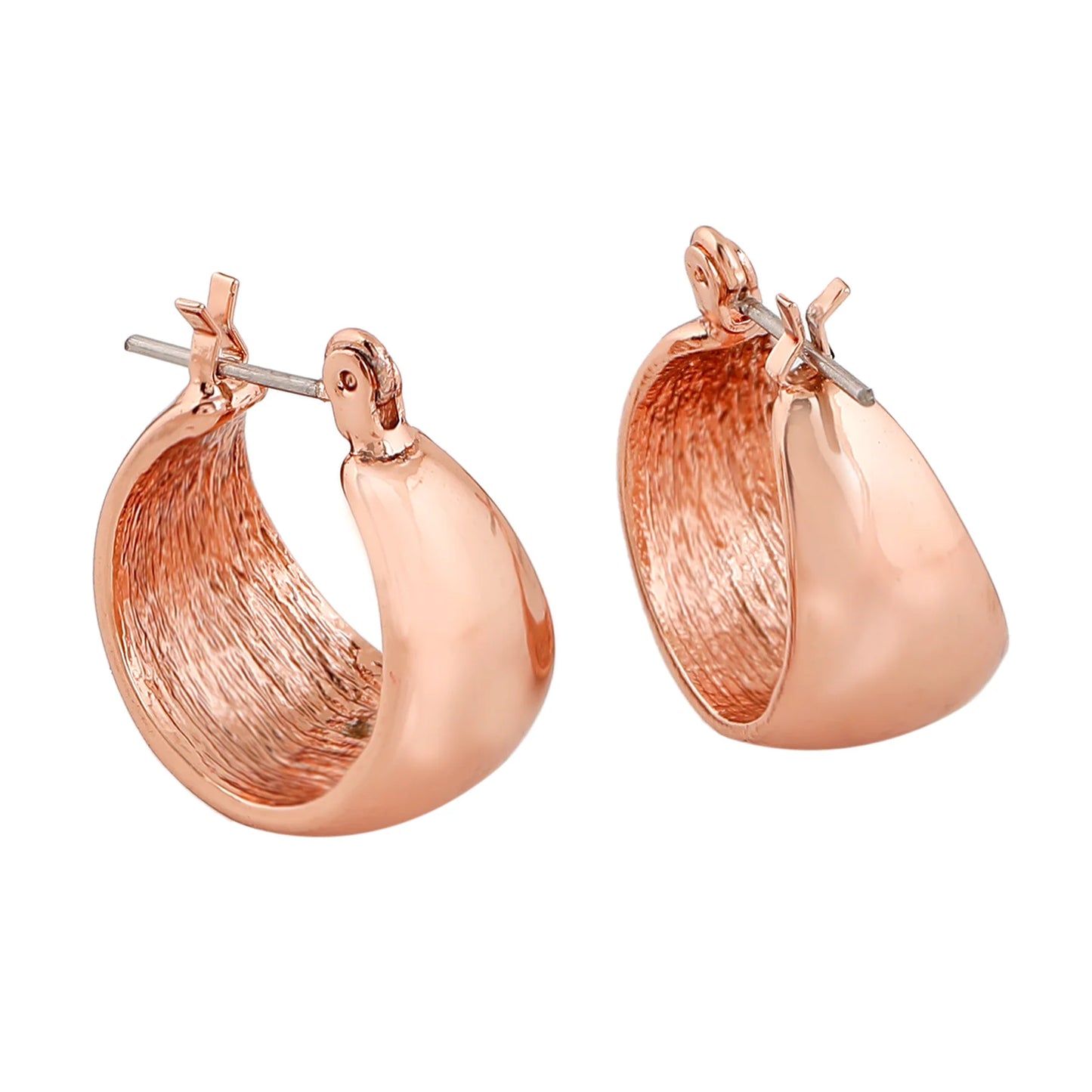 Wide rose gold hoop earrings