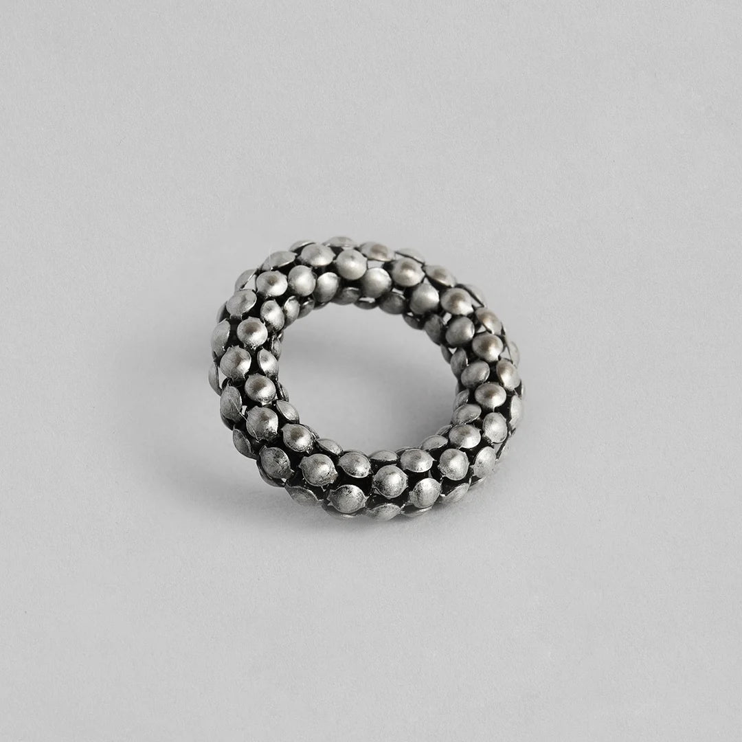 Round silver colour oxidised hoop stylish studs for women