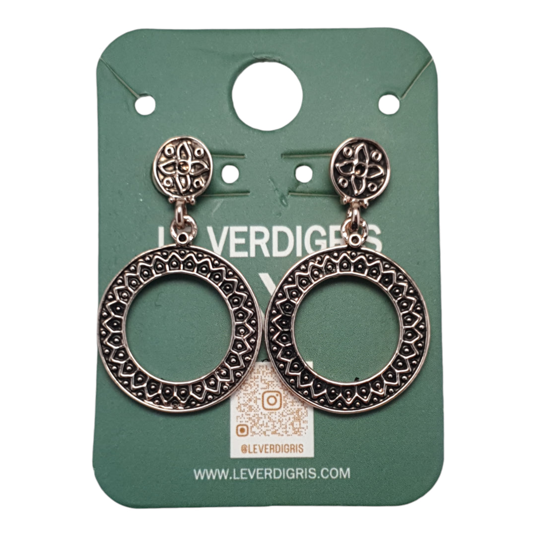 Rose 24Kt Gold Plated Round Patterned Drop Earrings