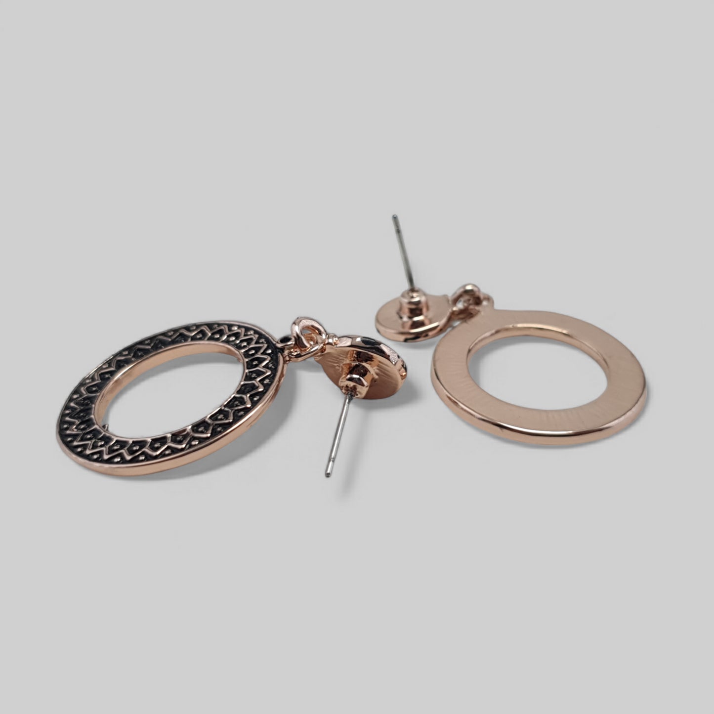 Rose 24Kt Gold Plated Round Patterned Drop Earrings