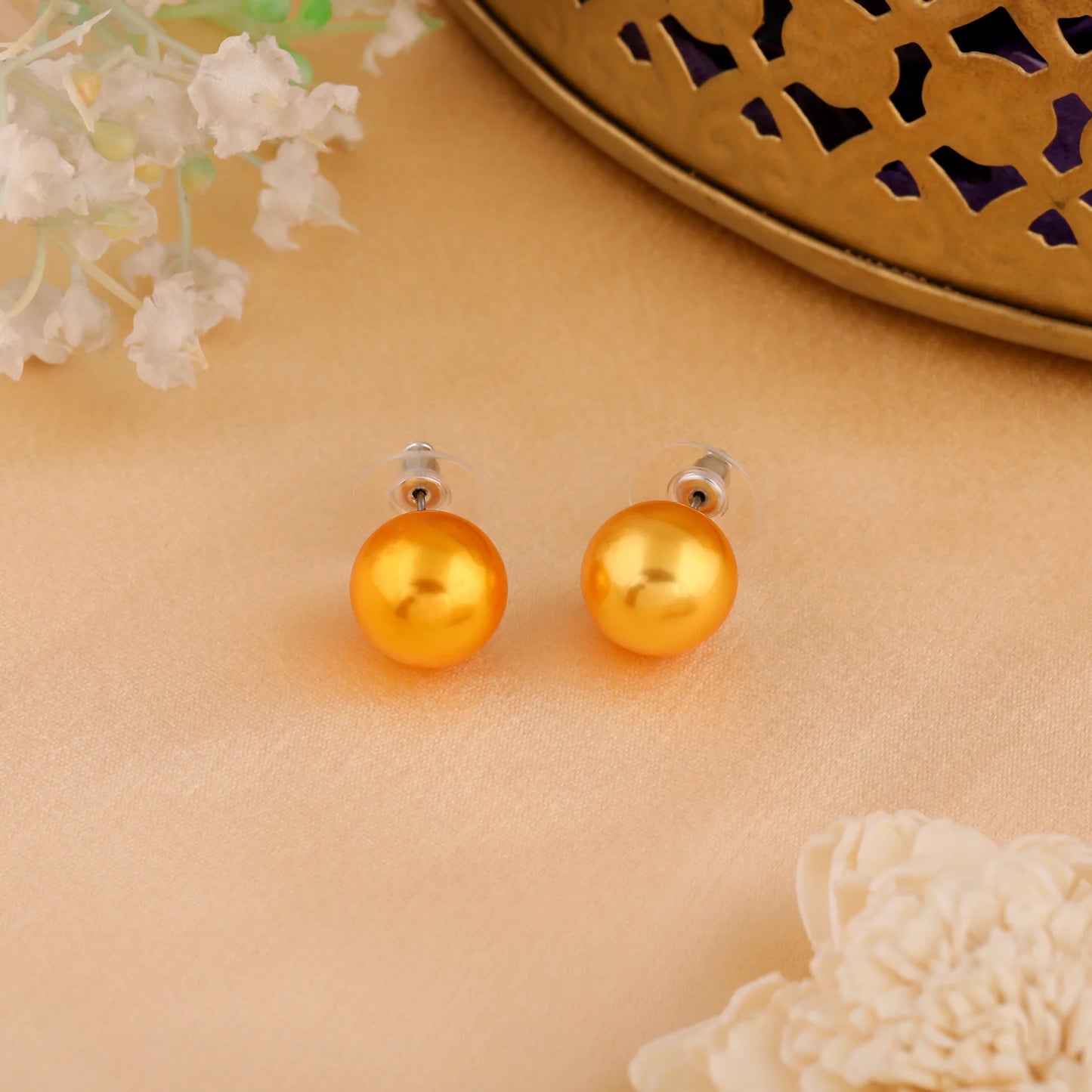 Rhodium Plated Sparkling Stud Earrings for Women