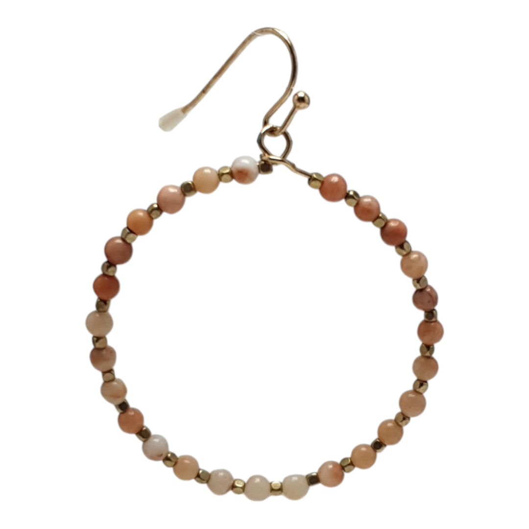 Multicolor Bohemian Style Round Stone Decor Hoop Earrings