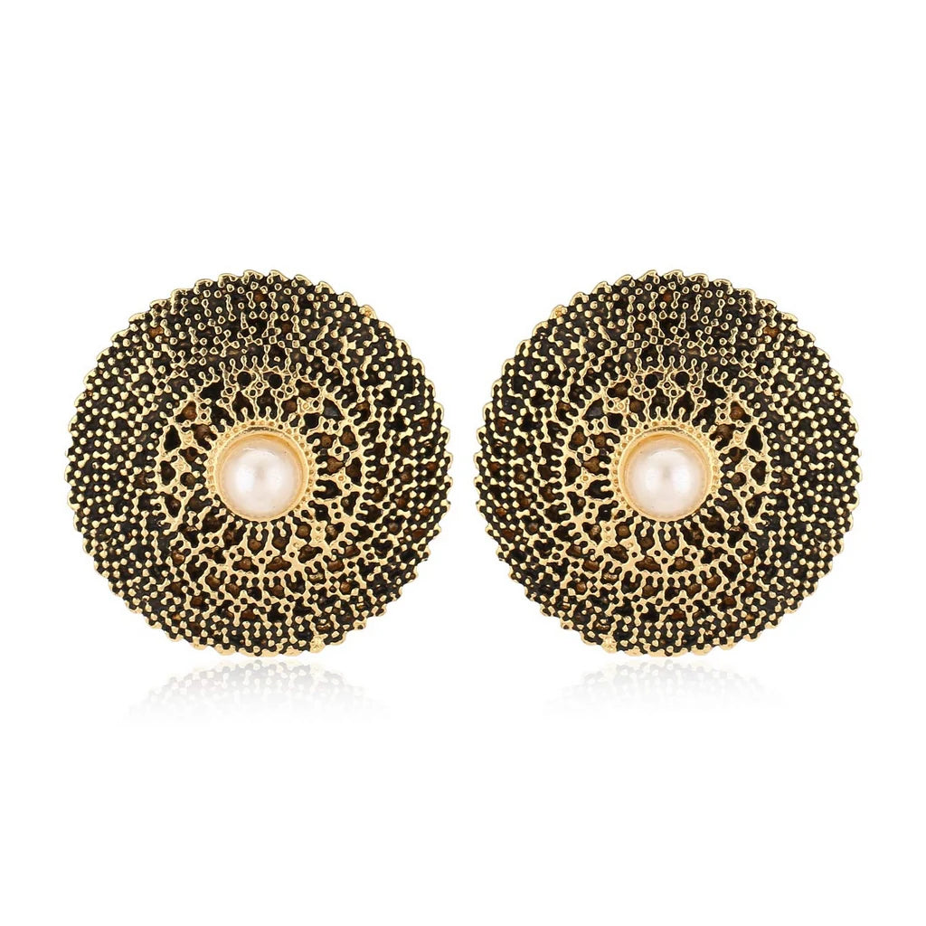 24 Kt Oxidized 24Kt Gold Plated Pearl Mandala Chain Necklaces