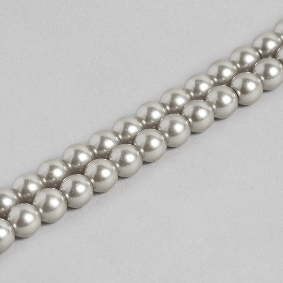 Grey Silver Pearl double line Bracelet