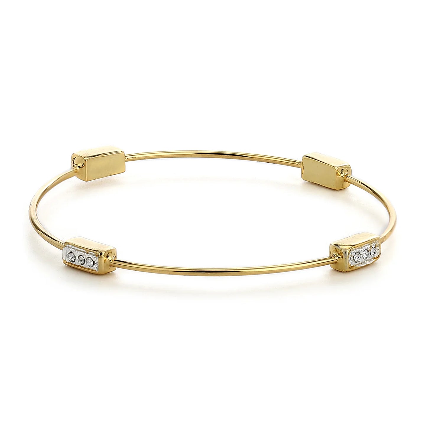 24Kt Gold Plated White Austrian Crystal Stone Bangle