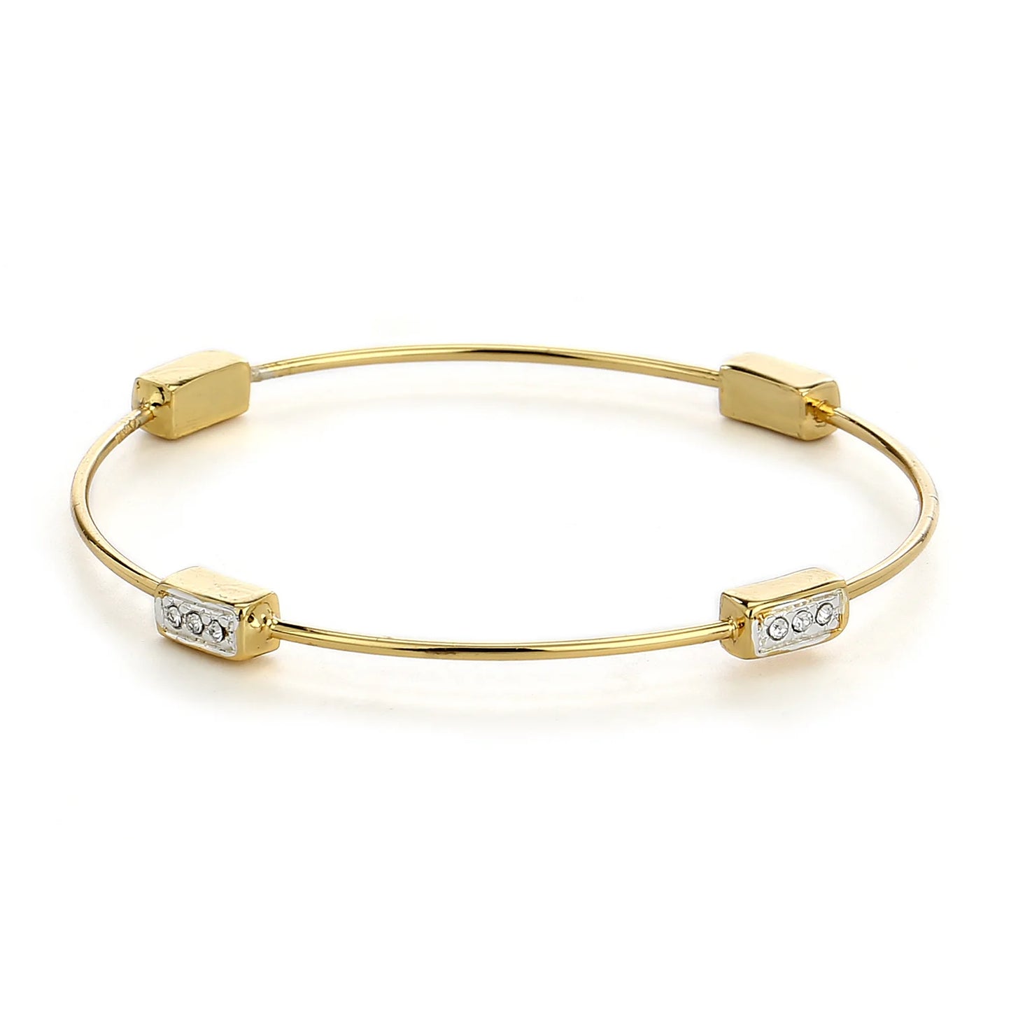 24Kt Gold Plated White Austrian Crystal Stone Bangle