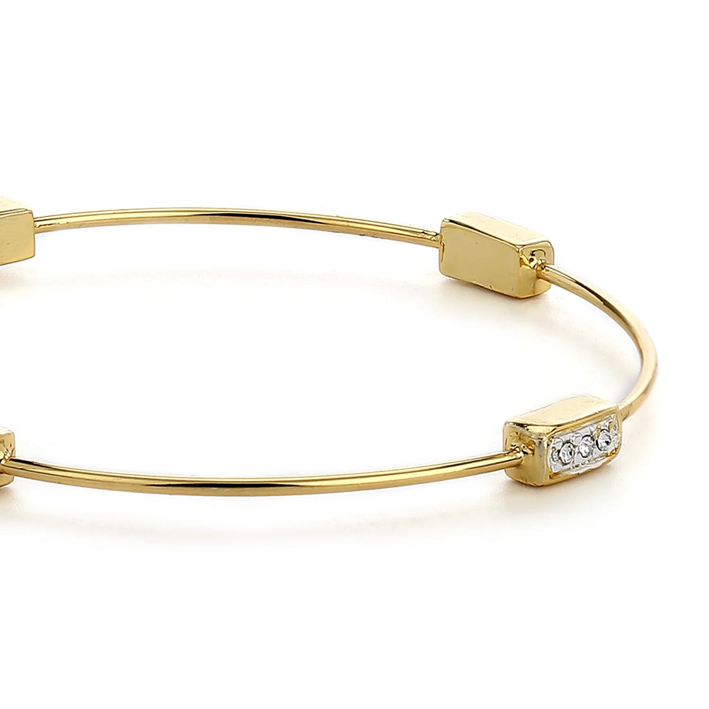 24Kt Gold Plated White Austrian Crystal Stone Bangle