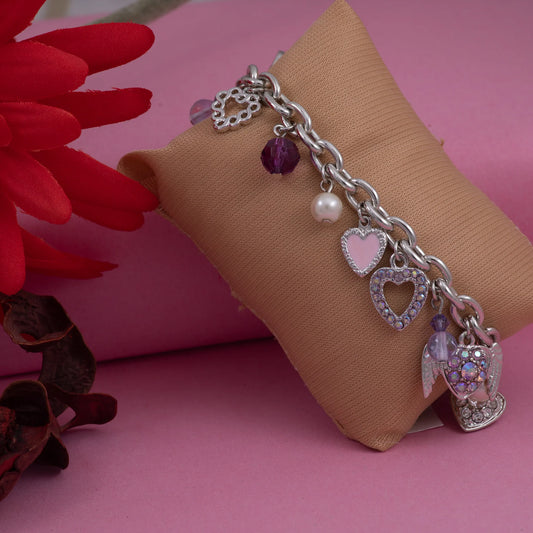 Rhodium Plated Pretty Charm Bracelet