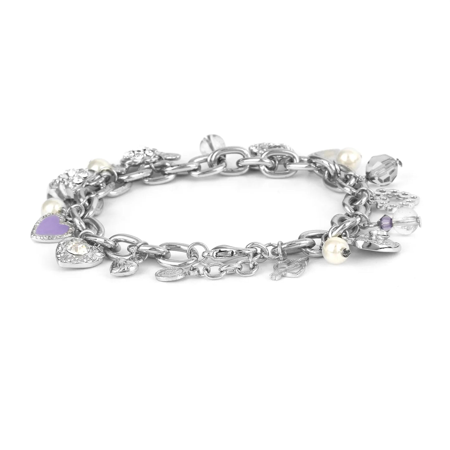 Rhodium Plated Pretty Charm Bracelet