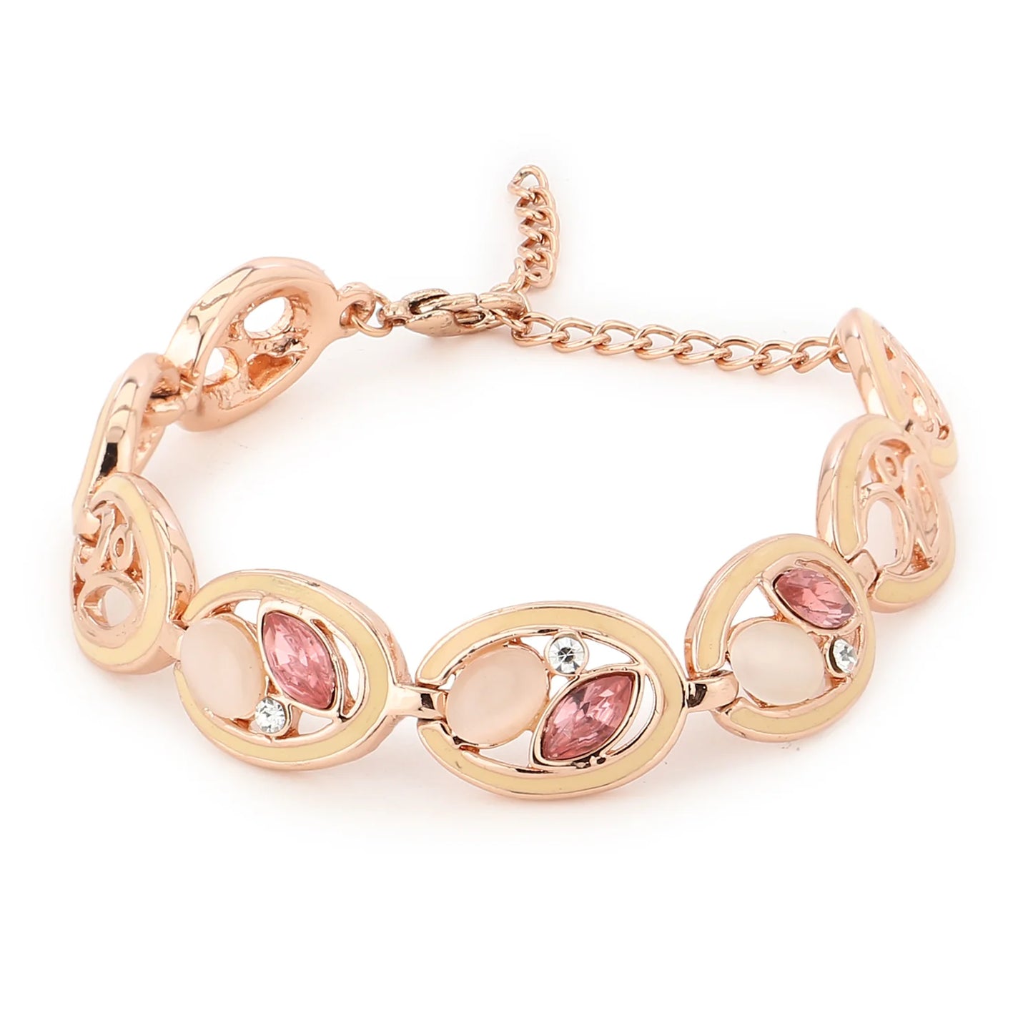 rose 24Kt Gold plated Pink And White Stone Bracelet for gorgeous you