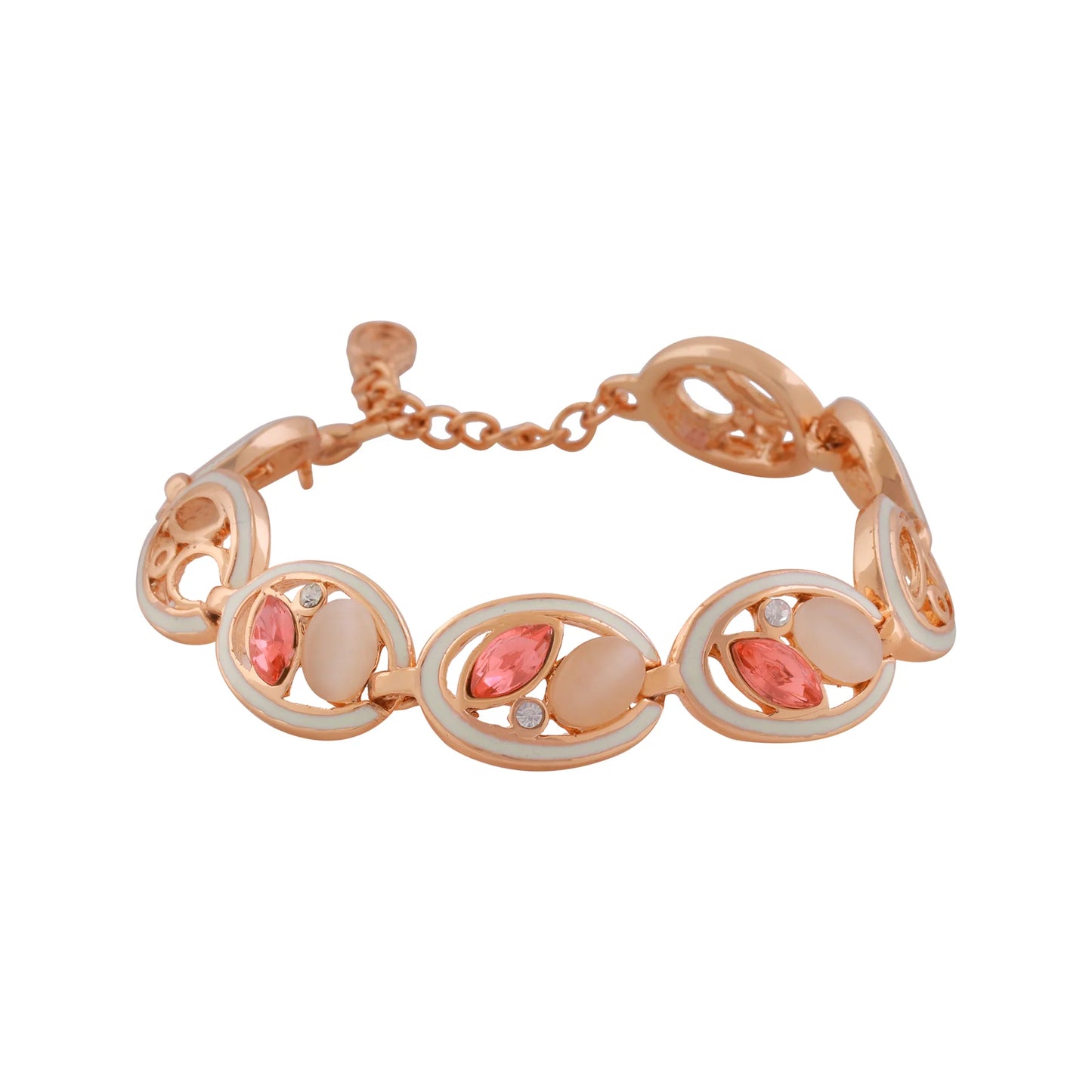 rose 24Kt Gold plated Pink And White Stone Bracelet for gorgeous you