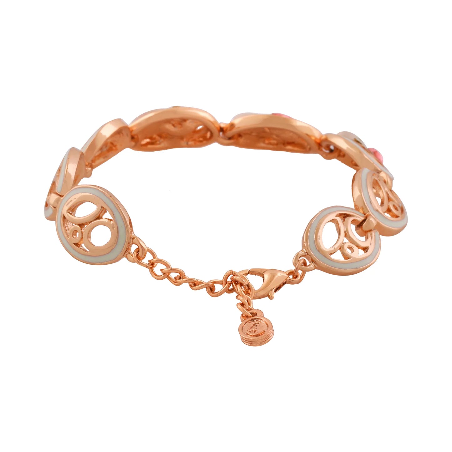 rose 24Kt Gold plated Pink And White Stone Bracelet for gorgeous you