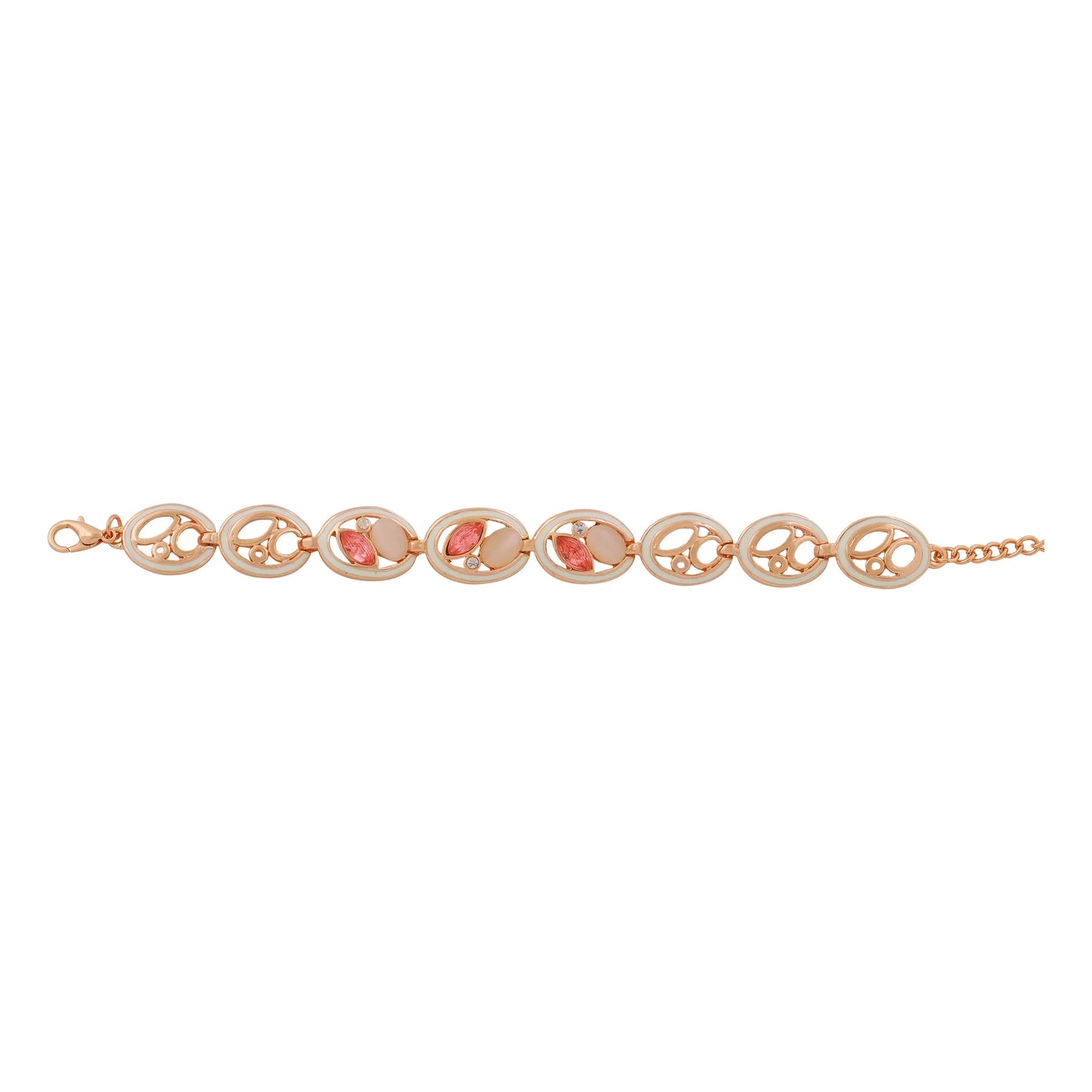 rose 24Kt Gold plated Pink And White Stone Bracelet for gorgeous you