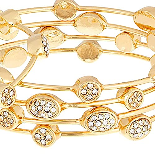 24Kt Gold Plated Diamond Studded Oval Bangle Bracelet