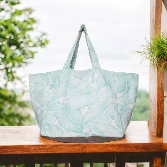 Tropical Leaf Print Tote Bag