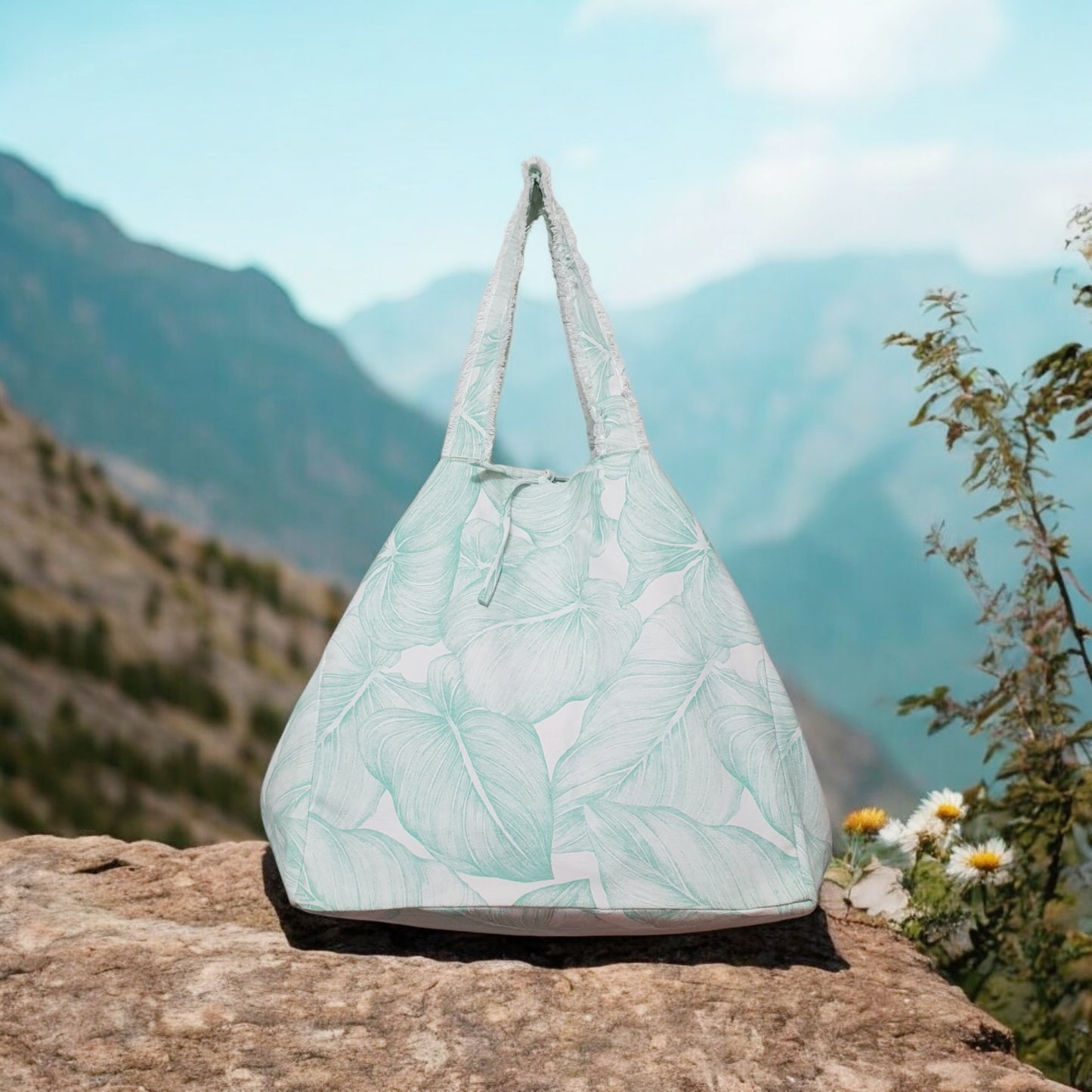 Tropical Leaf Print Tote Bag