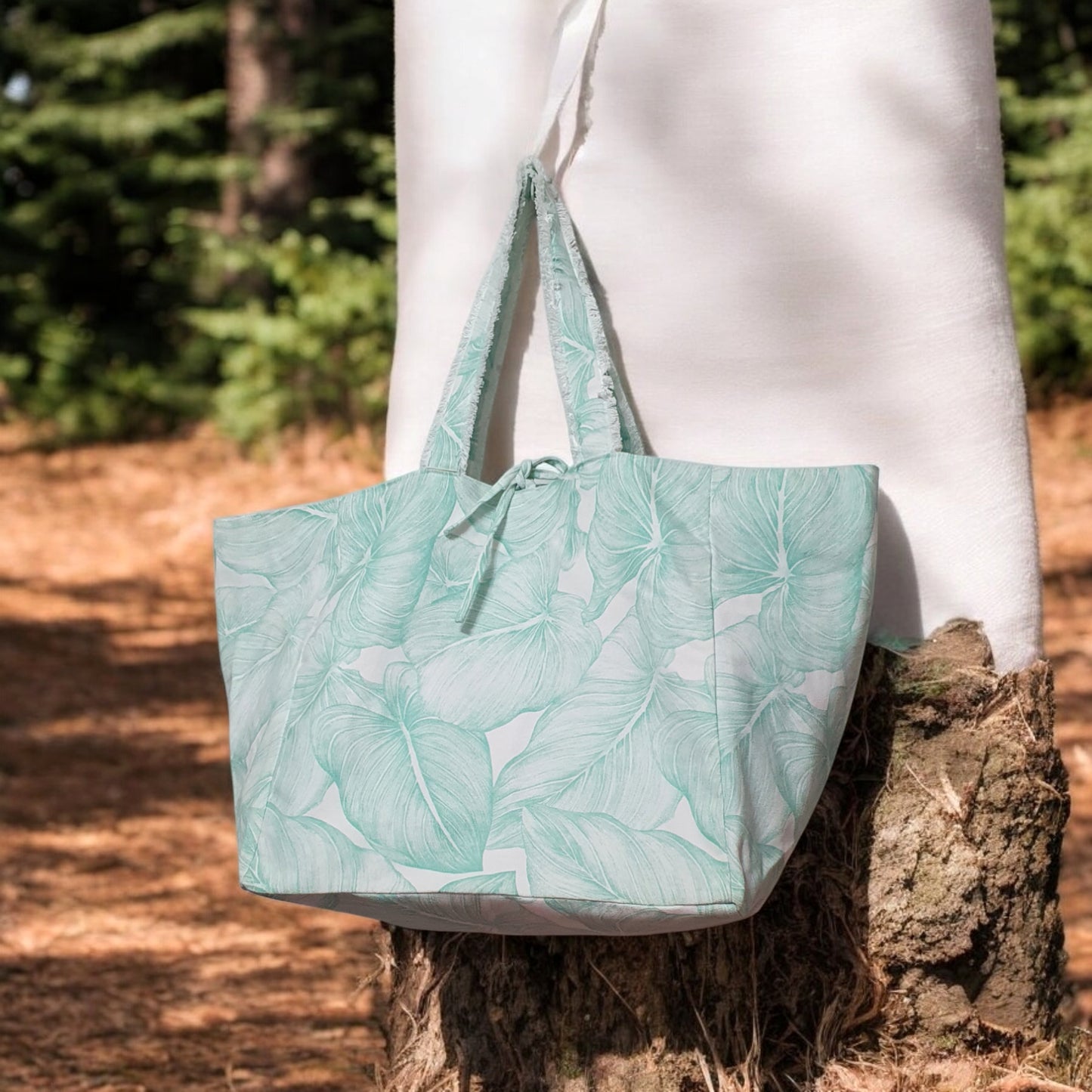 Tropical Leaf Print Tote Bag
