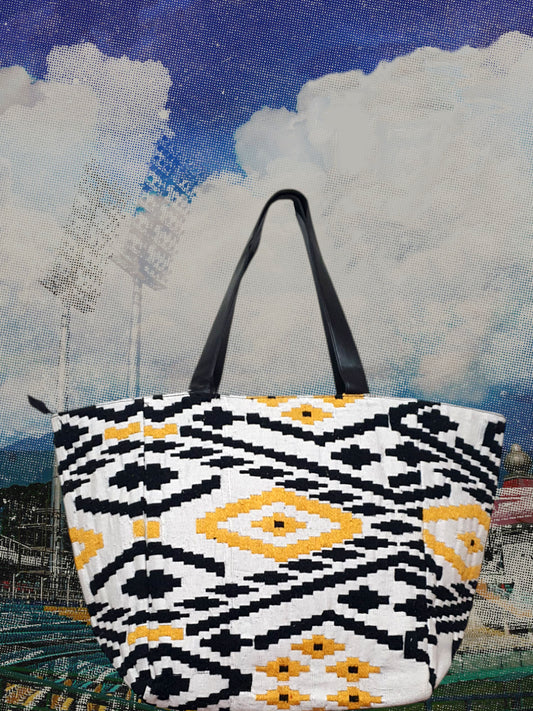 Jacquard Tribal Geometric Pattern Tote Bag