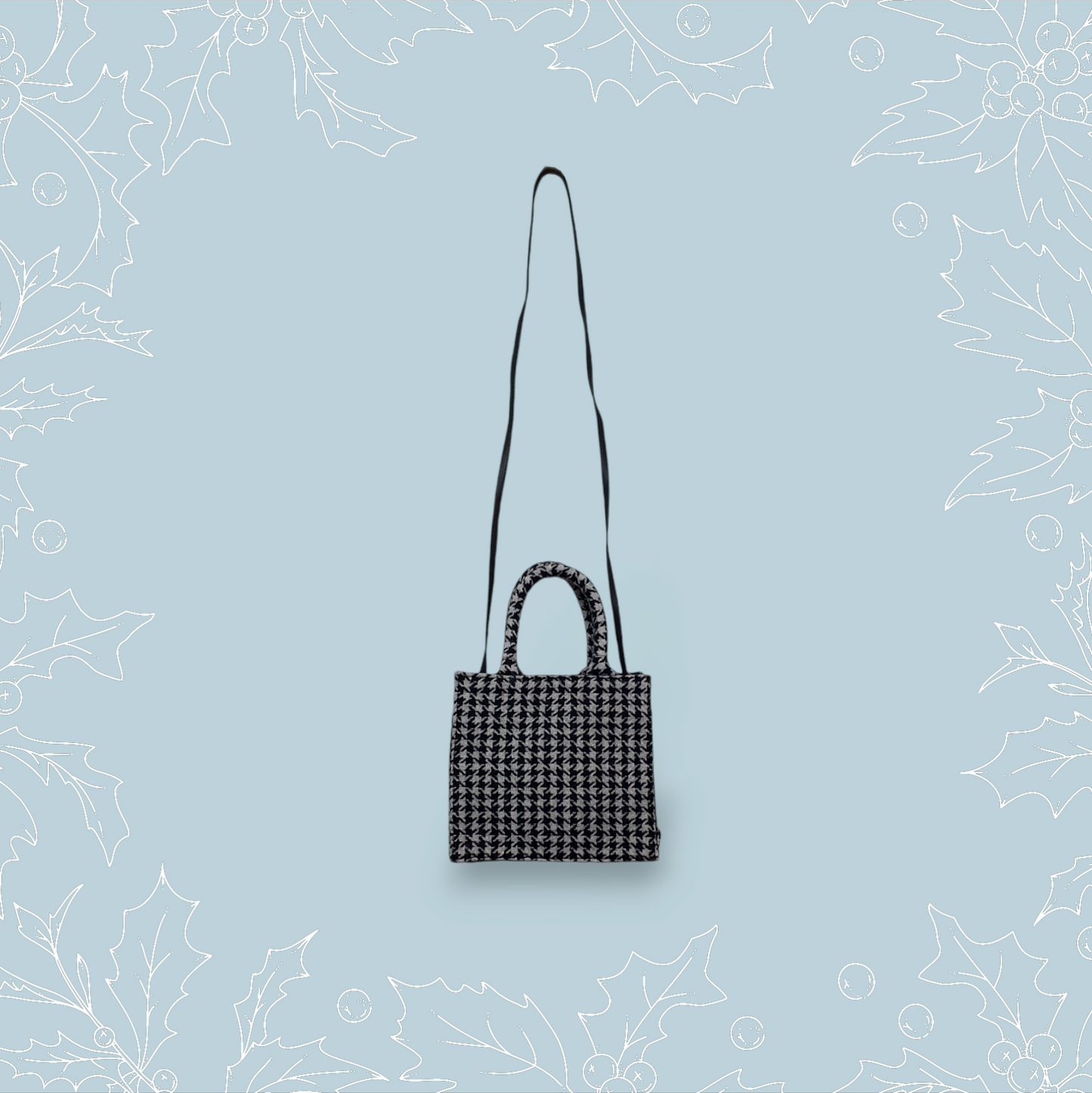 Elegant Houndstooth Handbag with Dual Carrying Options