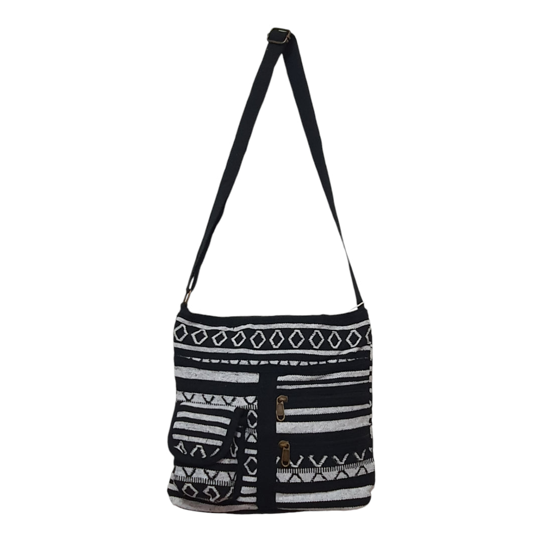 Black and White Tribal Print Crossbody Bag