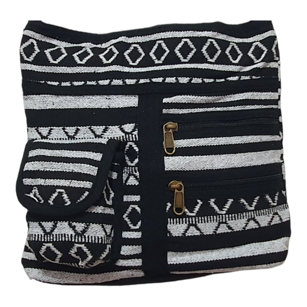 Black and White Tribal Print Crossbody Bag