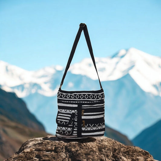 Black and White Tribal Print Crossbody Bag