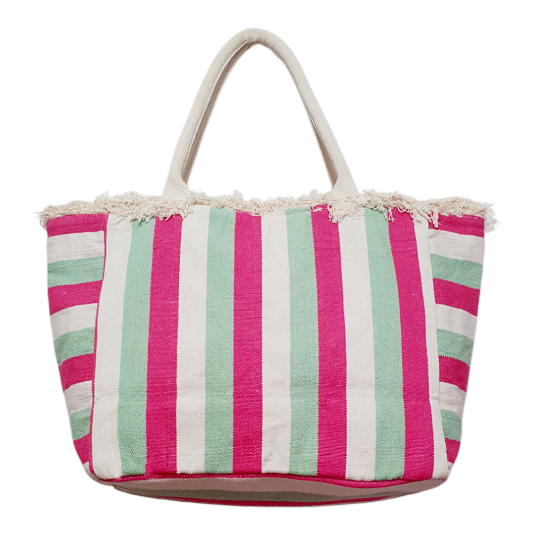 Sustainable Cotton Stripe Pastel Dhurrie Bag