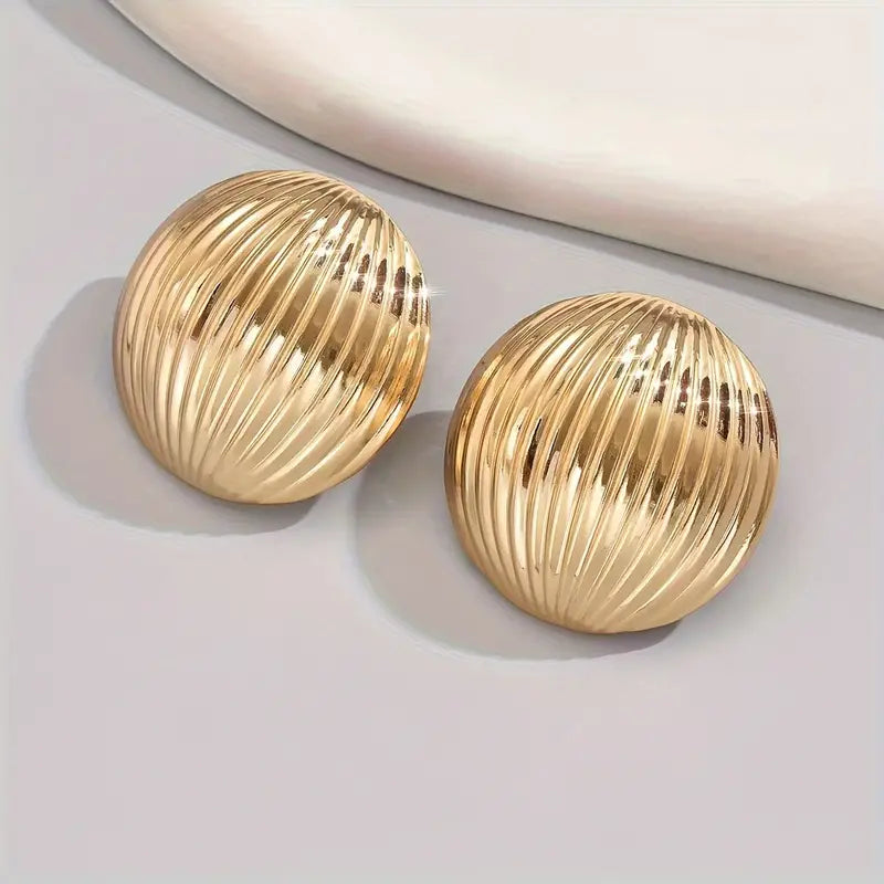 Circular Stripe Stud Earrings