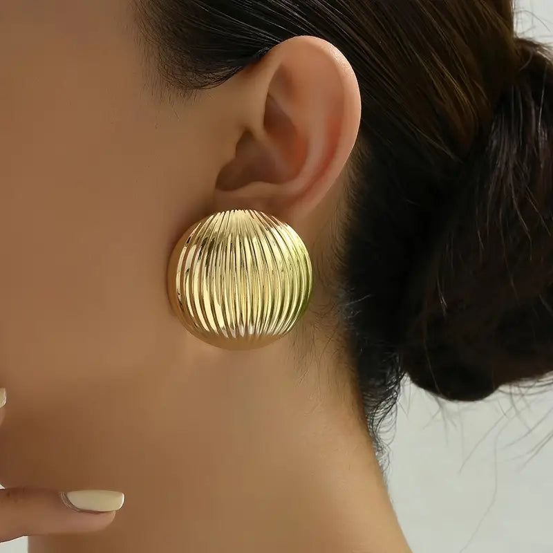 Circular Stripe Stud Earrings