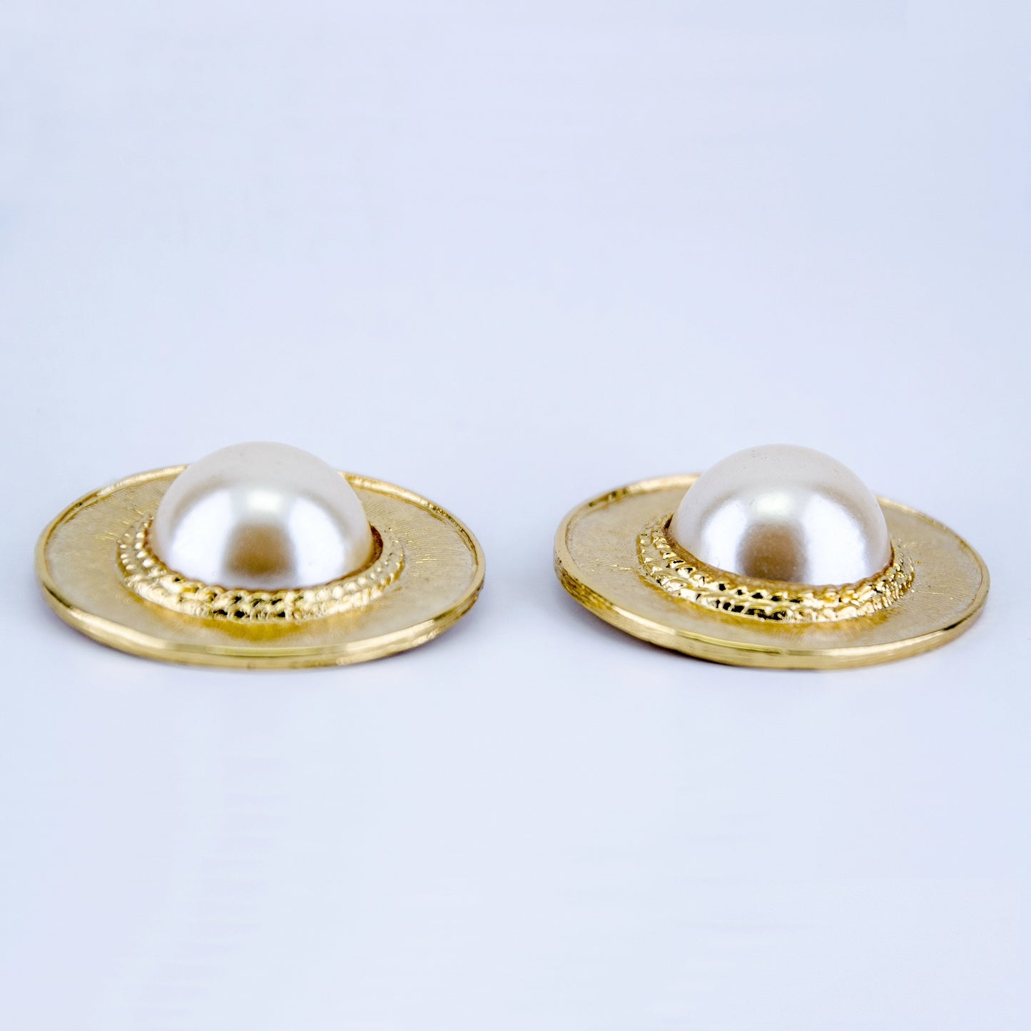 VINTAGE, LARGE FAUX PEARL Button Earrings