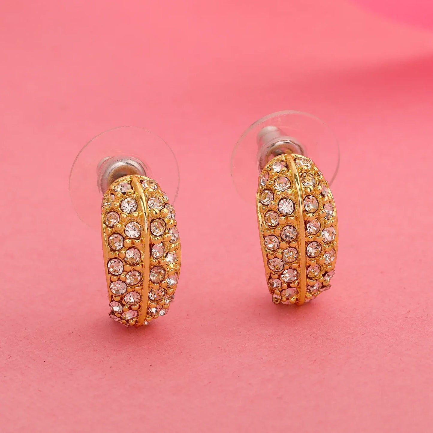 RHINESTONE MINI HOOPS Silver/ Gold