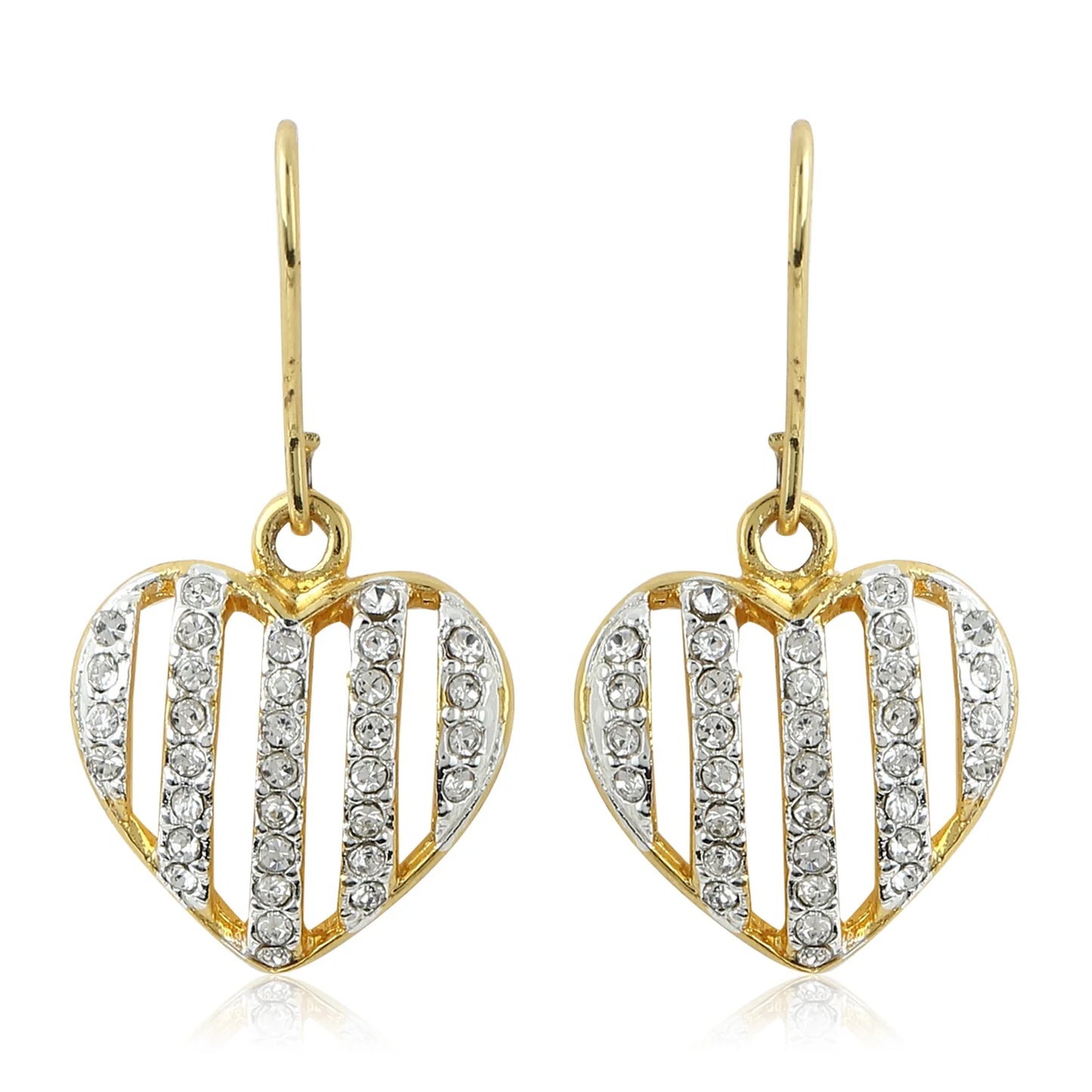 White Austrian crystal Heart Shaped Hanging Earrings