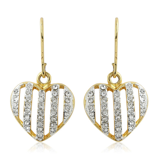 White Austrian crystal Heart Shaped Hanging Earrings